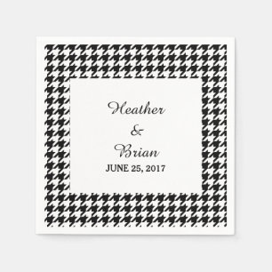 Black Houndstooth Bröllop Pappra Napkins Pappersservett