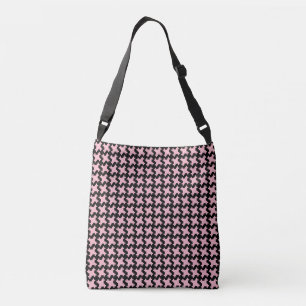 Black Houndstooth Mönster på Rosa Dam Axelväska