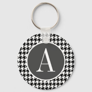 Black Houndstooth Nyckelring