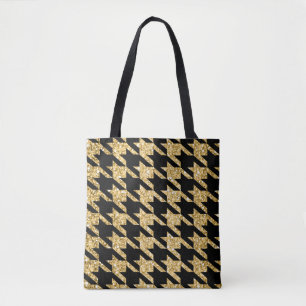 Black Houndstooth och Guld Glitter Tygkasse