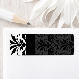 Black Humla Damask-Adressetiketter - Returadress Etikett