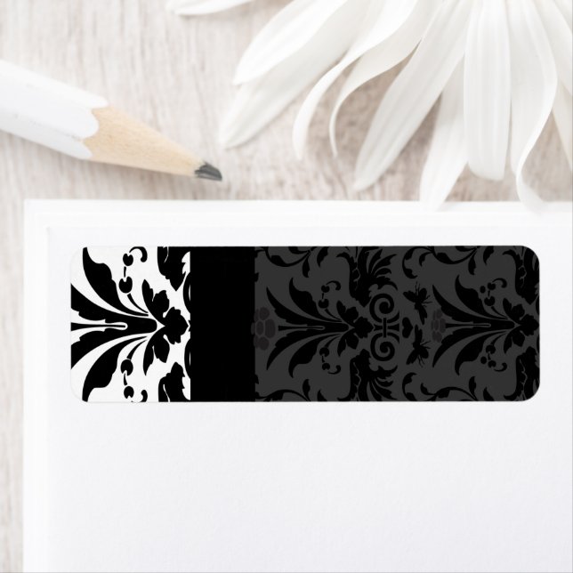 Black Humla Damask-Adressetiketter - Returadress Etikett (Insitu)