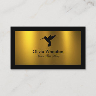 Black Humming Bird Faux Gold Foil Affärskort Visitkort