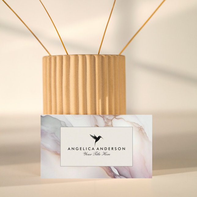 Black Humming Bird Marble Struktur Affärskort Visitkort (Skapare uppladdad)