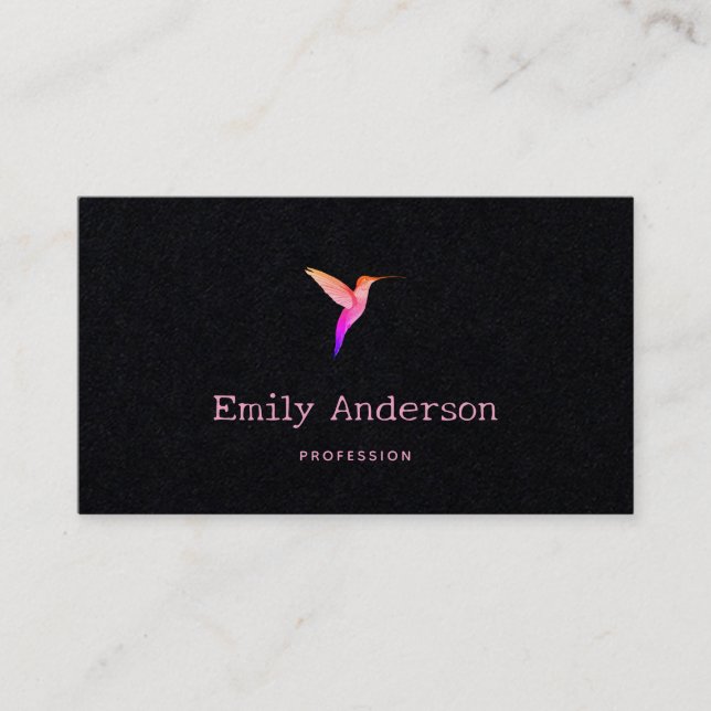 Black Hummingbird Business Card Visitkort (Framsida)