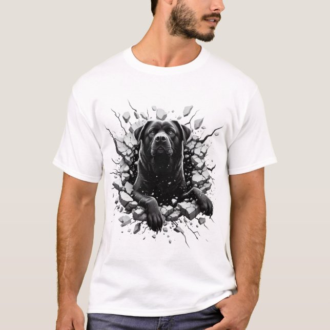 Black Hund 3D Realistic Royal Luxury T-Shirt (Framsida)