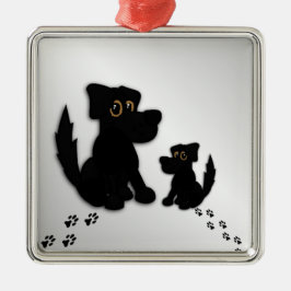 Black Hund Family Julgransprydnad Metall