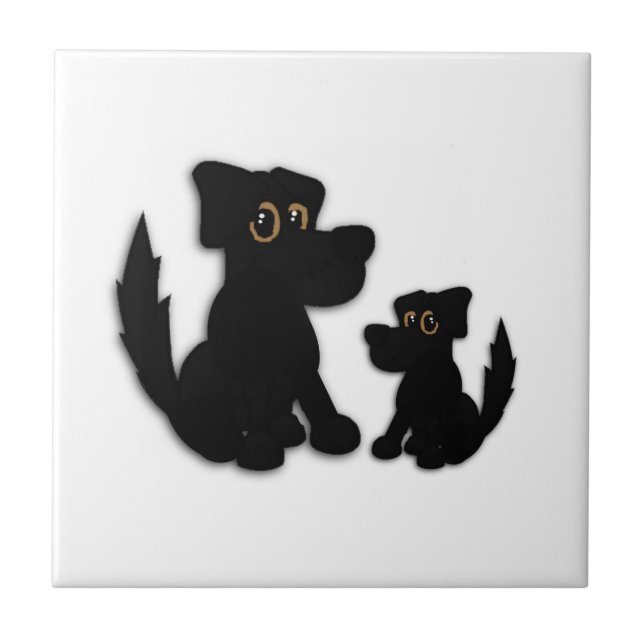 Black Hund Family Kakelplatta (Framsidan)