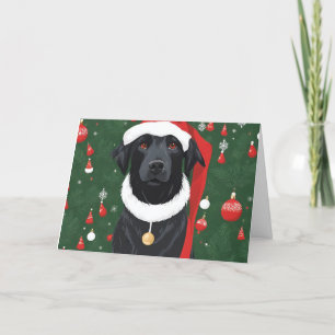 Black Hund Funny Santa Hat-julkort Tack Kort