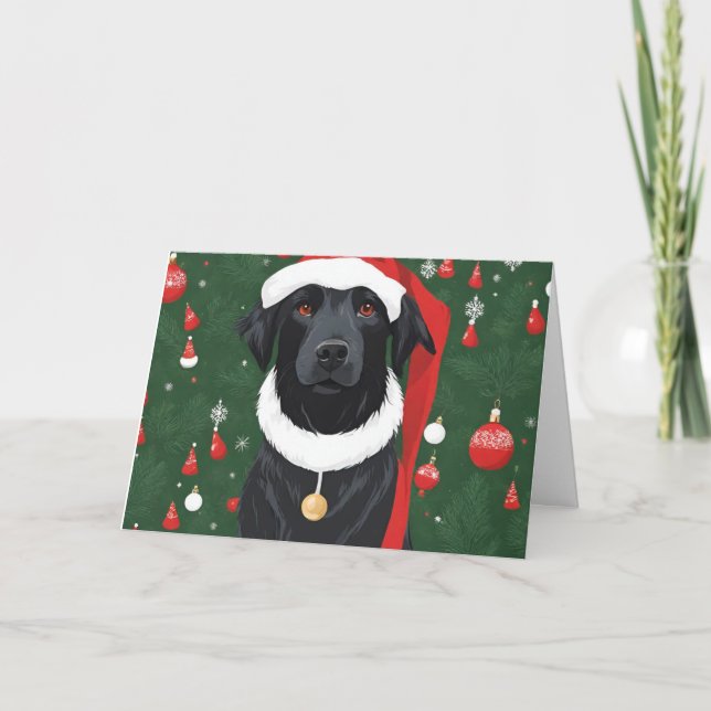 Black Hund Funny Santa Hat-julkort Tack Kort (Framsida)
