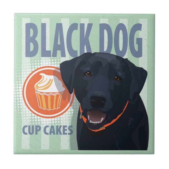 Black Hund Kopp Cakes Kakelplatta (Framsidan)