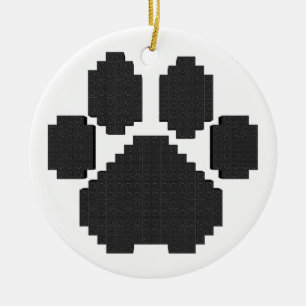 Black Hund Pawprint Byggnad Blocks Julgransprydnad Keramik