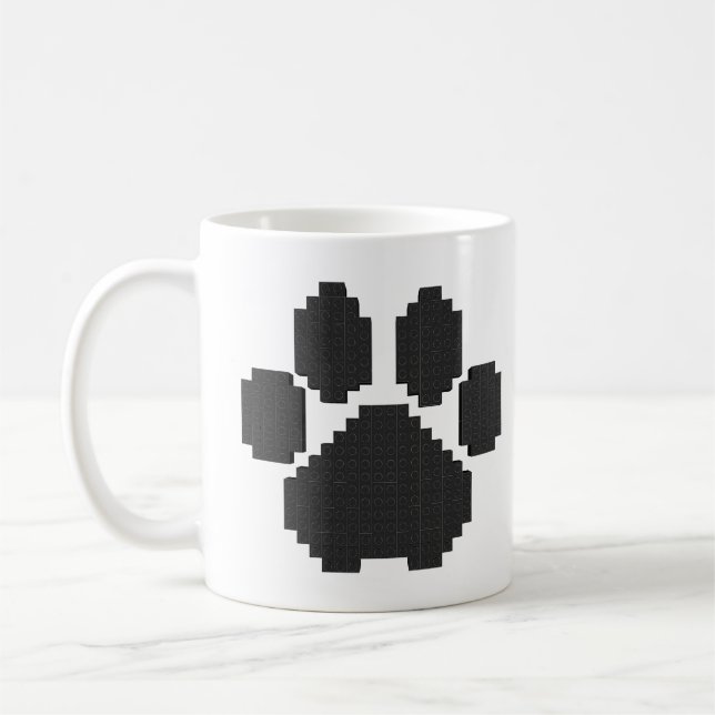 Black Hund Pawprint Byggnad Blocks Kaffemugg (Vänster)