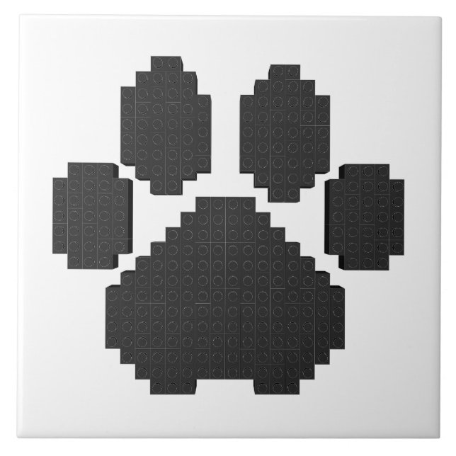 Black Hund Pawprint Byggnad Blocks Kakelplatta (Framsidan)