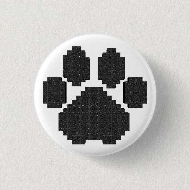 Black Hund Pawprint Byggnad Blocks Knapp (Framsida)