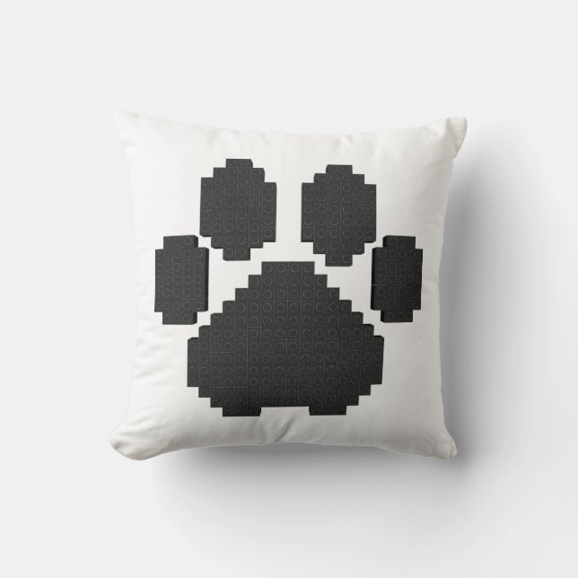 Black Hund Pawprint Byggnad Blocks Kudde (Framsida)