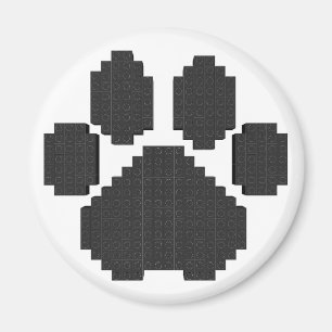 Black Hund Pawprint Byggnad Blocks Magnet