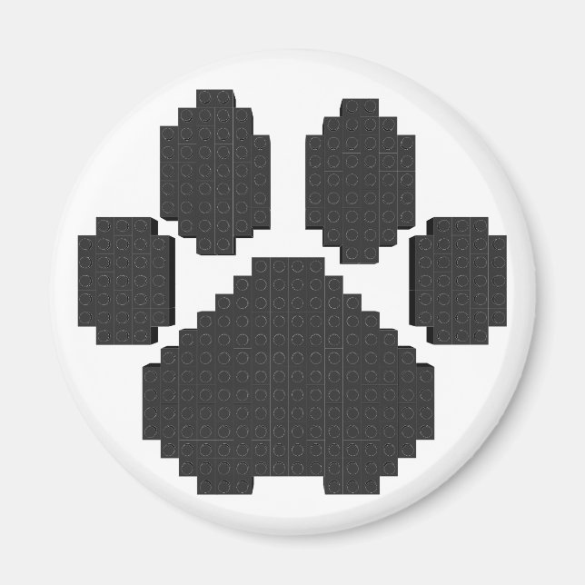 Black Hund Pawprint Byggnad Blocks Magnet (Framsidan)