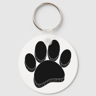 Black Hund Pawprint Hand plockade Anpassningsbar Nyckelring