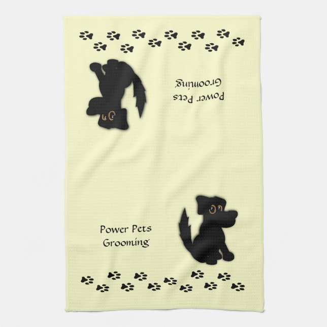 Black Hund Pet Groomer Doggie Towel Kökshandduk (Vertikal)
