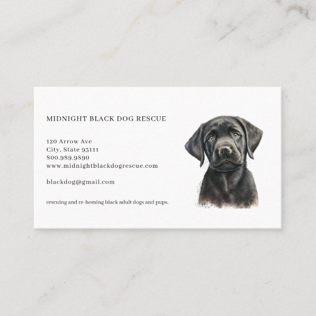 Black Hund Rädding Organization Visitkort (Framsida)
