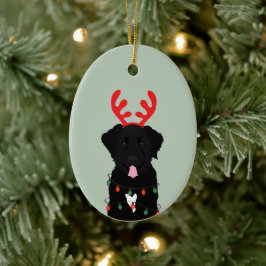 Black Hund Reindeer jul Ljus Julgransprydnad Keramik