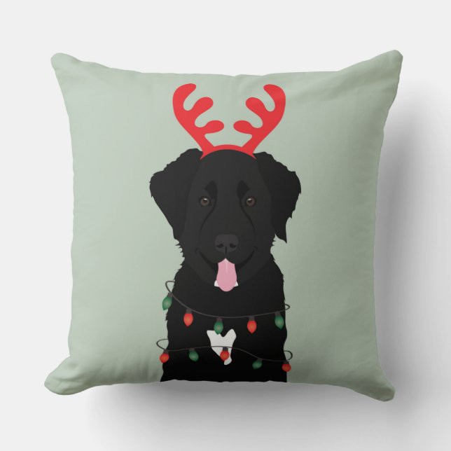 Black Hund Reindeer jul Ljus Kudde (Framsida)