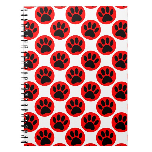 Black Hund Tass i Röda Polka dots Anteckningsbok (Framsidan)