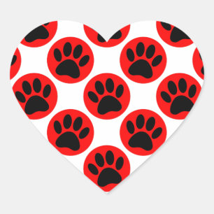 Black Hund Tass i Röda Polka dots Hjärtformat Klistermärke
