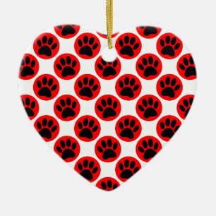 Black Hund Tass i Röda Polka dots Julgransprydnad Keramik