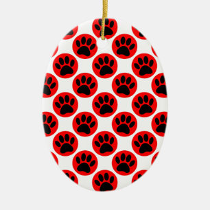 Black Hund Tass i Röda Polka dots Julgransprydnad Keramik