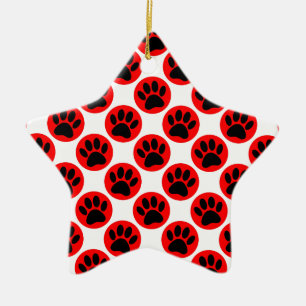Black Hund Tass i Röda Polka dots Julgransprydnad Keramik