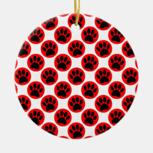 Black Hund Tass i Röda Polka dots Julgransprydnad Keramik