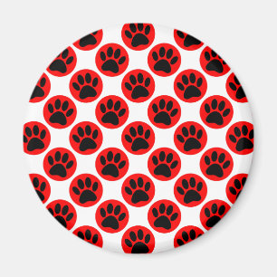 Black Hund Tass i Röda Polka dots Magnet