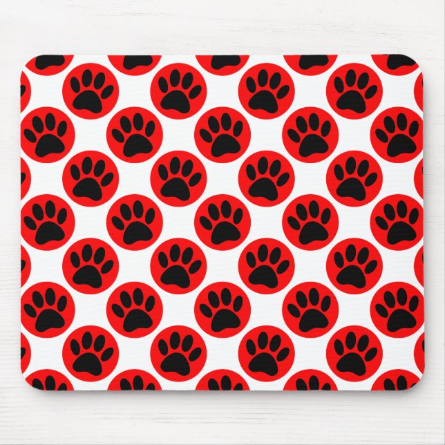 Black Hund Tass i Röda Polka dots Musmatta (Framsidan)