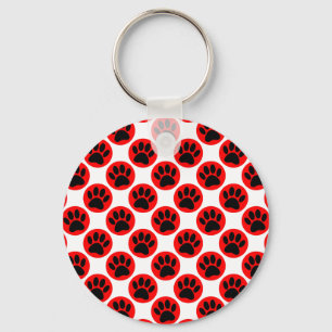 Black Hund Tass i Röda Polka dots Nyckelring