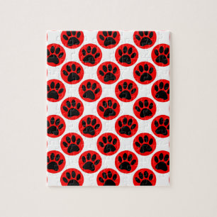 Black Hund Tass i Röda Polka dots Pussel