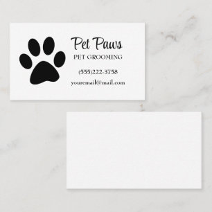 Black Hund Tass på White Pet Grooming Service Visitkort