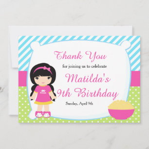 Black Hved Girl Sleepover Slumber Party Birthday Tack Kort