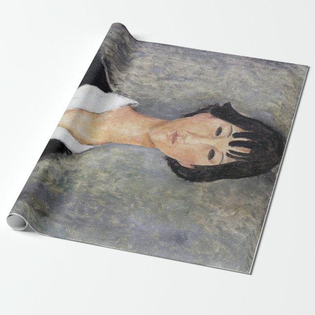 Black Hved Young Girl, Modigliani Presentpapper (Utrullad)