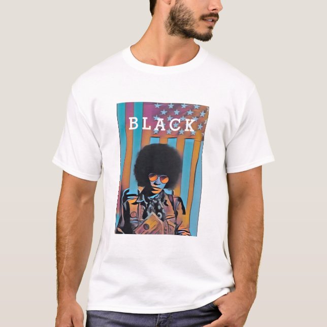 "BLACK" I AMERIKA - ANGELA DAVIS BLACK HISTORIA T SHIRT (Framsida)