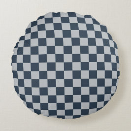 Black ice checkered board pattern rund kudde
