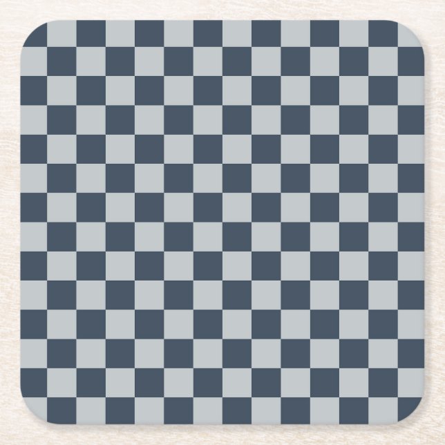Black ice checkered board pattern underlägg papper kvadrat (Framsidan)