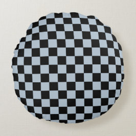 Black ice checkered pattern rund kudde