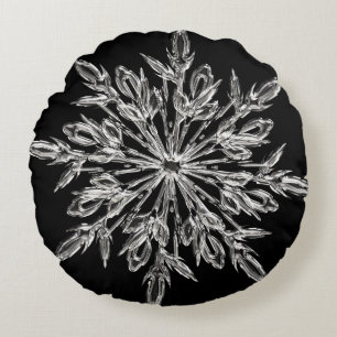 Black Ice Crystal Rund Kudde