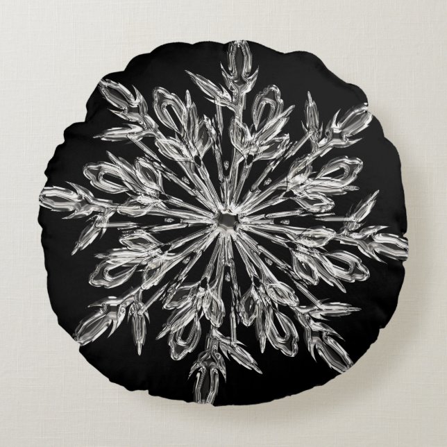 Black Ice Crystal Rund Kudde (Framsidan)