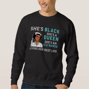 Black Icu Nurse Proud Afro Queen Women Lång Ärmad Tröja