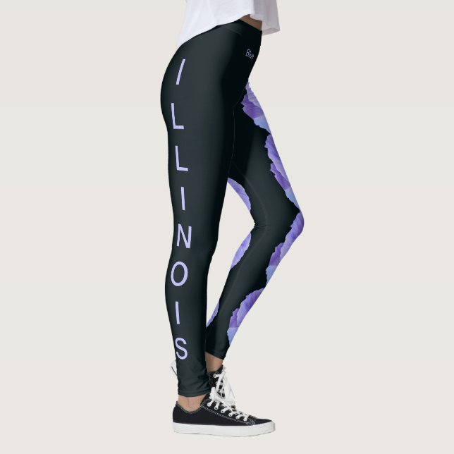 Black Illinois State Flower Blue Violet Leggings (Höger)