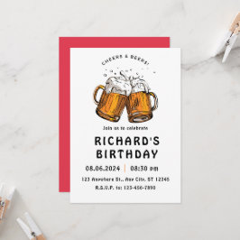 Black Illustrated Birthday Inbjudningar