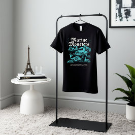 Black Illustrated Monsters Retro Classic T-Shirt